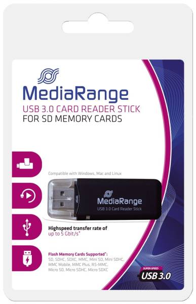 MEDIARANGE Kartenleser USB3.0 sw MRCS507 Stick