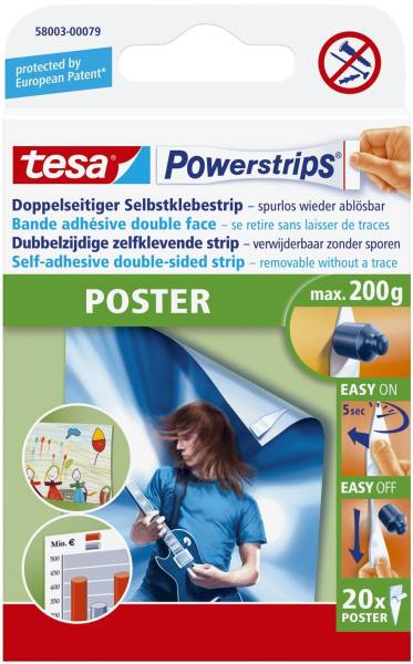 TESA Posterstrips 15x81mm 20ST weiß 58003-00079-21