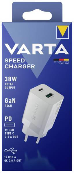 VARTA Ladegerät Steckdose USB-A/USB-C weiß 57955 101 111 Speed Charger 38W