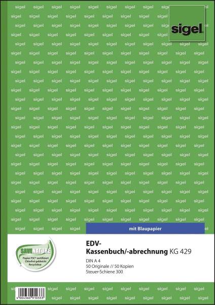 SIGEL Kassenbuch EDV A4/2x50BL KG429 Steuersch,300