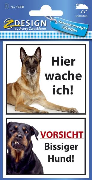 AVERY ZWECKFORM Sticker Warnung Bissiger Hund 59388