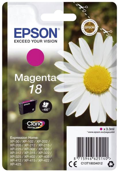 EPSON Inkjetpatrone Nr. 18 magenta C13T18034012 3,3ml