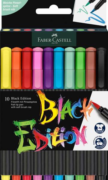 FABER CASTELL Faserschreiberetui 10ST Black Edition 116451