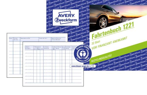 AVERY ZWECKFORM Fahrtenbuch Recycling A6quer 32BL 1221