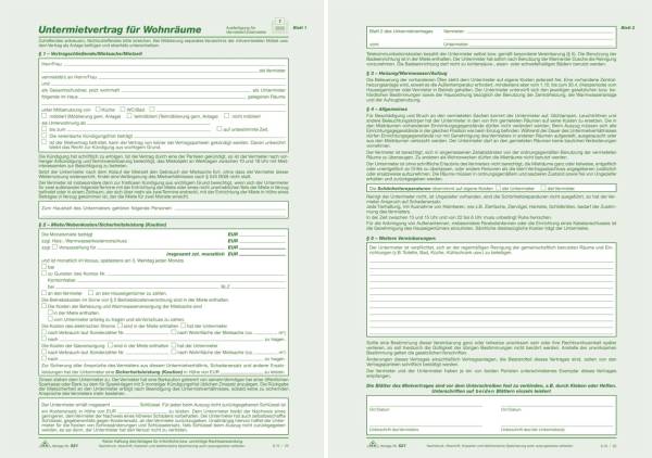 RNK Untermietvertrag SD 521 A4 2x2Seiten