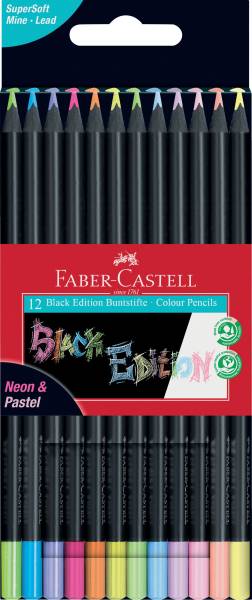FABER CASTELL Farbstiftetui 12ST Black Edition 116410 Neon/Pastell