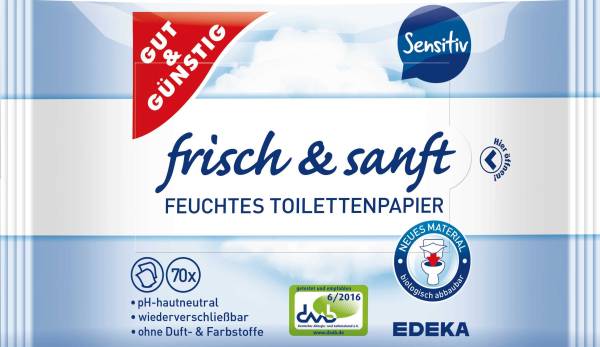 GUT & GÜNSTIG Feuchtes Toilettenpapier sensitiv 2x70ST 419266800