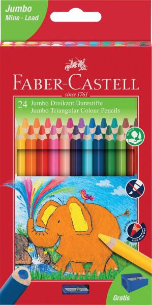 FABER CASTELL Farbstifte 24ST Jumbo sortiert 116524 dreikant