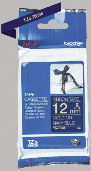 BROTHER Schriftband Textil marineblau/gold TZERN34 12mm x 4m