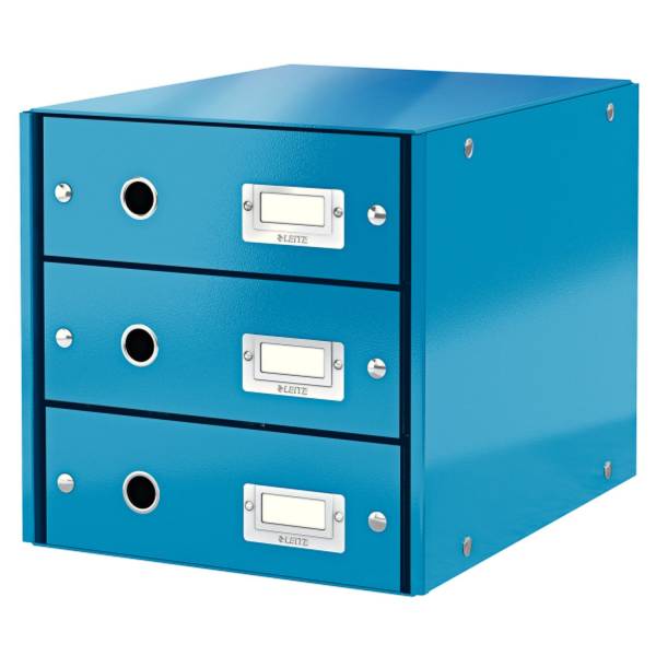 LEITZ Schubladenbox Wow metallicblau 6048-00-36 3Laden Click&