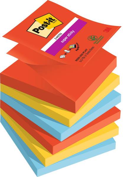 POST-IT Haftnotizblock Z-Notes Playful 6x90BL R330-6SS-PLAY 76x76mm