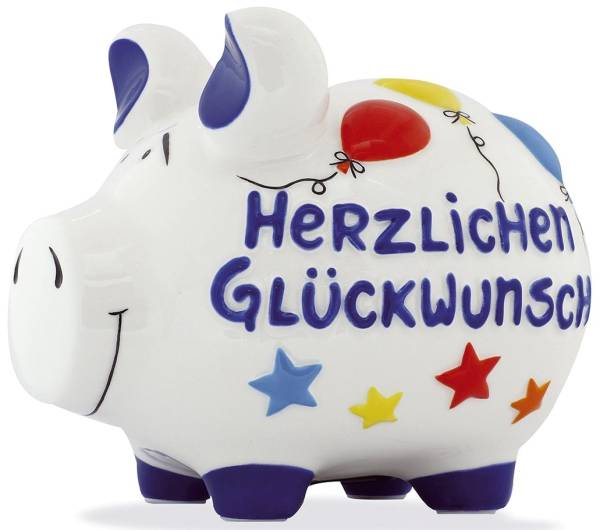KCG Spardose Schwein mittel weiß 01578/10027148 Herzlichen Glückwuns