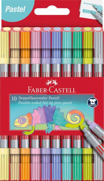 FABER CASTELL Faserschreiberetui Duo 10ST Pastell 151112 sortiert