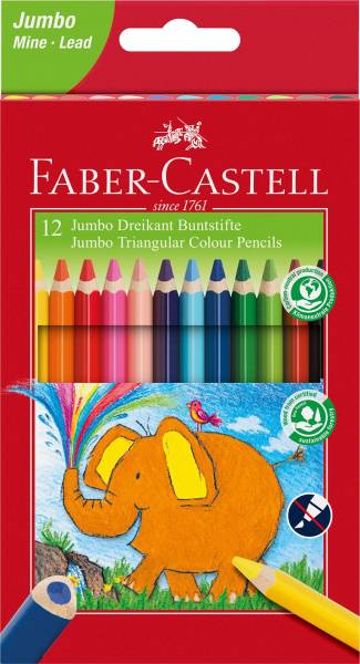 FABER CASTELL Farbstifte 12ST Jumbo sortiert 116501 dreikant