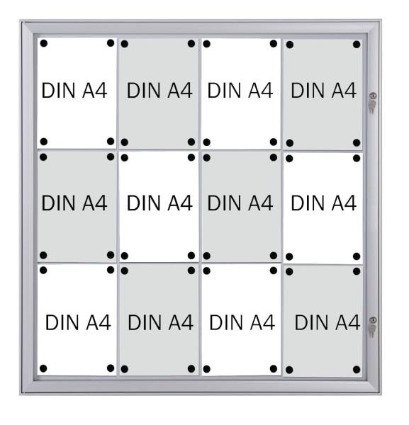 FRANKEN Schaukasten f. 12x A4 Metall weiß SKB12S " SECURITY B1"