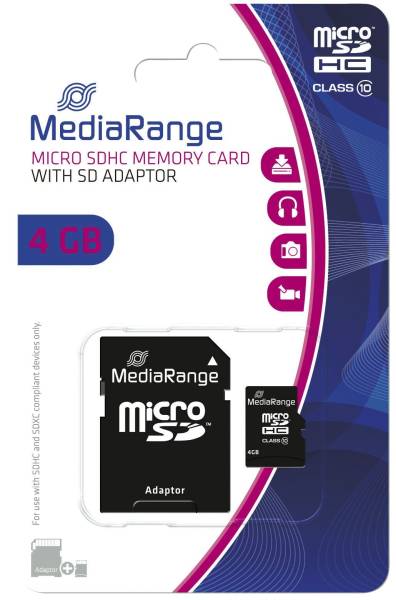 MEDIARANGE Speicherkarte MicroSDHC 4GB MR956 Class10