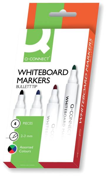 Q-CONNECT Whiteboardmarker 1,5-3mm 4ST sort. KF26038 Rundspitze