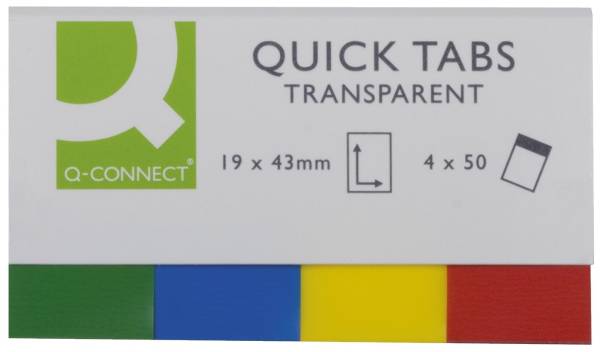 Q-CONNECT Haftmarker 4x40BL 25x45mm transparent KF01225