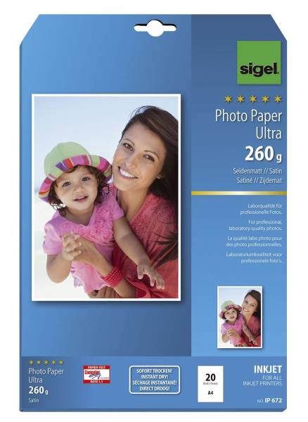 SIGEL Inkjet Fotopapier Ultra A4 IP672 matt 20BL 260g