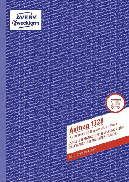 AVERY ZWECKFORM Auftragsbuch A4/2x40BL SD 1728