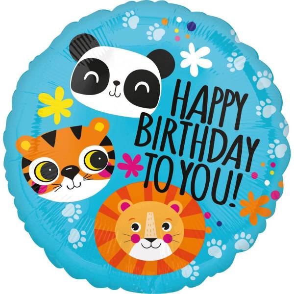 Folienballon Löwe Tiger Panda 122201 Happy Birthday to you