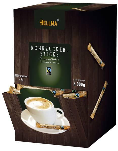 HELLMA Zuckerstick Fairtrade Rohrzuck 60107615 500x4g