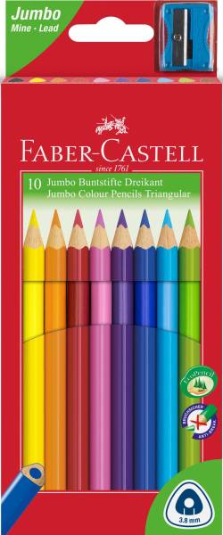 FABER CASTELL Farbstiftetui 10ST dreikant Jumbo 116510 Kartonetui