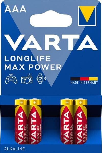 VARTA Batterie LONGLIFE MaxPower Micro1.5V AAA 04703110404/04703101404 Bk4St
