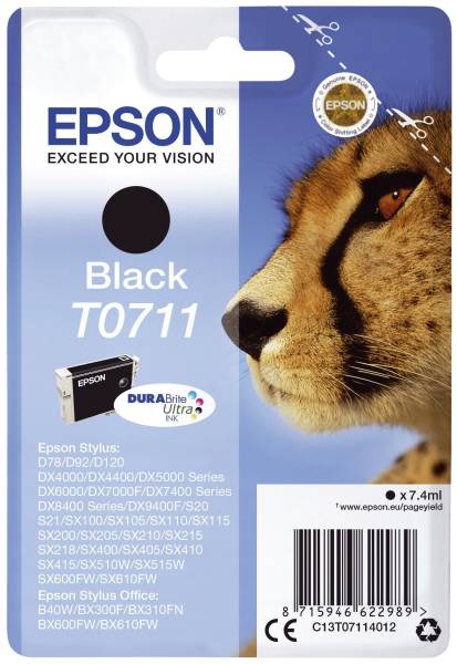 EPSON Inkjetpatrone T0711 schwarz C13T07114012 7,4ml
