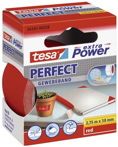 TESA Gewebeband 38mmx2,75m rot 56343-00038-04