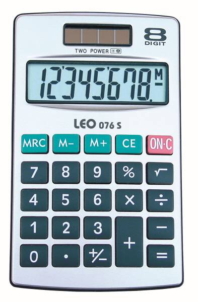LEO Taschenrechner matt silber 076S