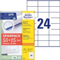 AVERY ZWECKFORM Universaletiketten 70x36 weiß 6602 A4 mit ultragrip AVERY ZWECKFORM Universaletiketten 70x36 weiß 6602 A4 mit ultragrip