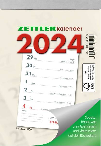 ZETTLER Wochenblock 25 10.5x14,6cm 660059/325-0000 1W 1S