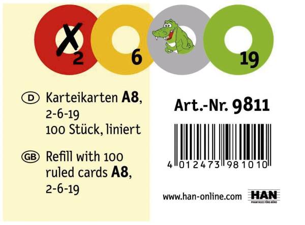HAN Karteikarte A8 liniert gelb 9811 Pg100St