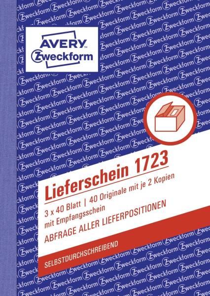 AVERY ZWECKFORM Lieferscheinbuch A6/3x40BL SD 1723