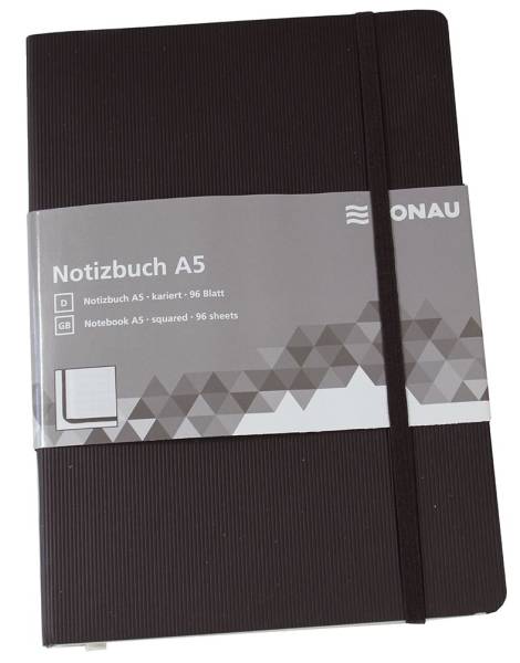 DONAU Notizbuch A5 kariert schwarz 1345100-01