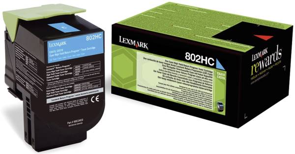 LEXMARK Lasertoner 802HC cyan 80C2HC0 Return