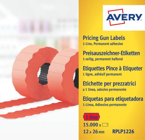 AVERY ZWECKFORM Auszeichnungsetikett 12x26 10RL n.rot RPLP1226