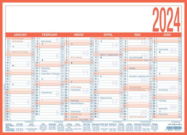 ZETTLER Wandkalender A4 blau/rot 660148/602535/908-1315