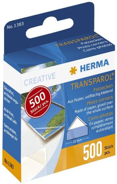 HERMA Fotoecken Transparol Spenderbox 500 St 1383 weiß/glasklar