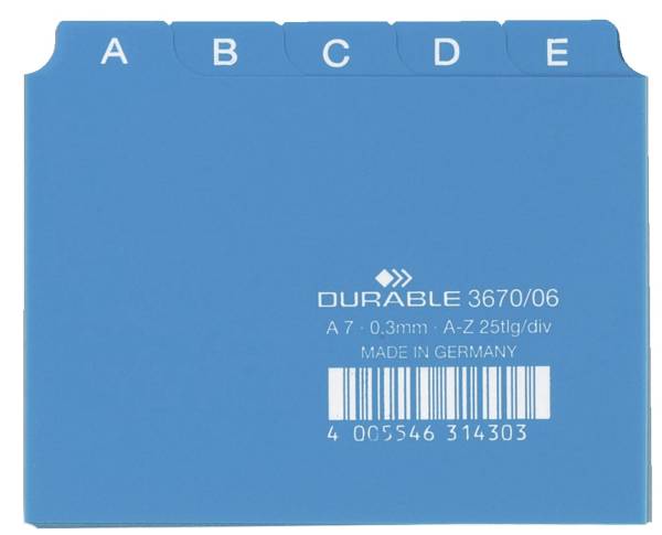DURABLE Leitregister A-Z A7 blau 3670 06