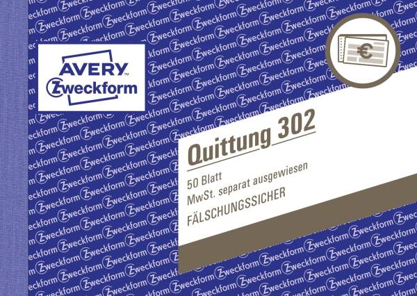 AVERY ZWECKFORM Quittung A6 50BL 302
