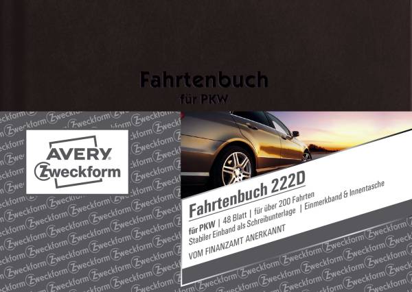 AVERY ZWECKFORM Fahrtenbuch A6 Pkw A6q 48Bl 222D