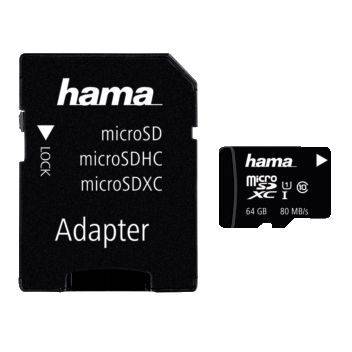 HAMA Speicherkarte MicroSDXC 64GB Class10 00124140