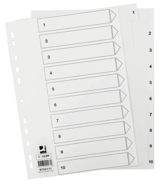 Q-CONNECT Register Plastik A4 1-10 weiß KF00177 10-teilig