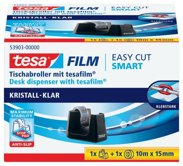 TESA Tischabroller +1RL schwarz 53903-00000-00 Smart eco