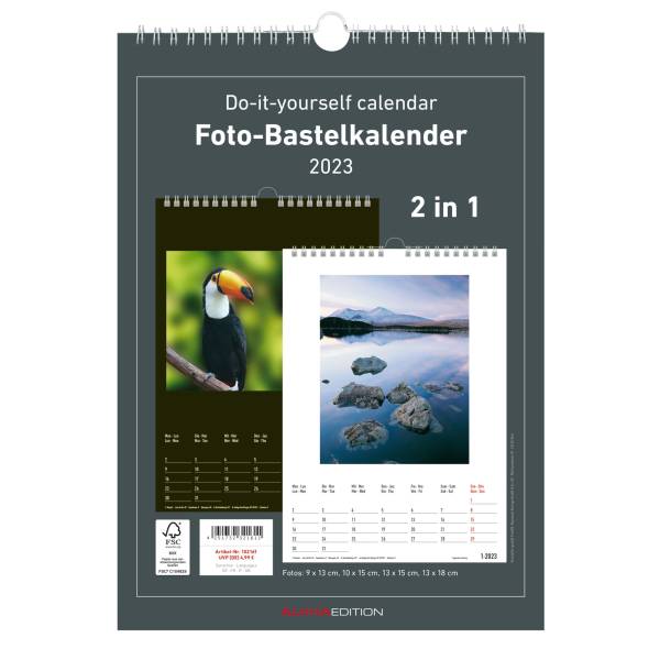 ALPHA Bastelkalender 2026 schwarz/weiß 160699 21x29,7cm