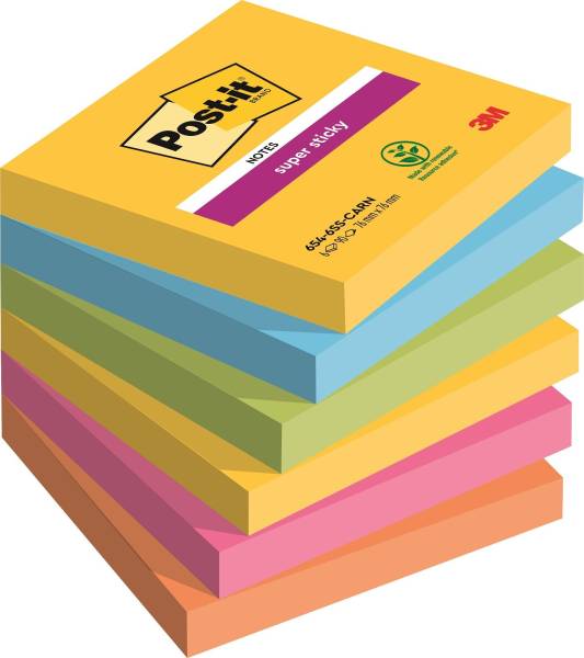 POST-IT Haftnotizblock Playful 6x90BL sortiert 654-6SS-PLAY 76x76mm