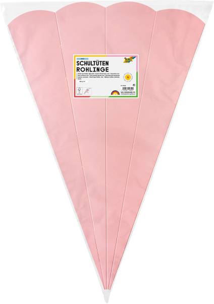 FOLIA Schultüte 68cm Rohling 5ST rosa 92526 eckig