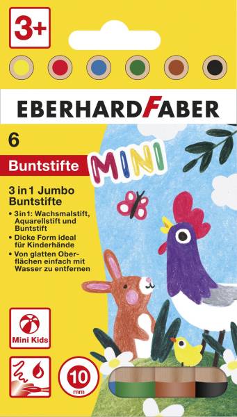 EBERHARD FABER Farbstiftetui 6ST Jumbo Mini Kids 3in1 518905 sortiert